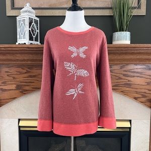 Escape by Habitat Clothing Women's Rusty Orange Graphic Sweater Sweatshirt Sz. M